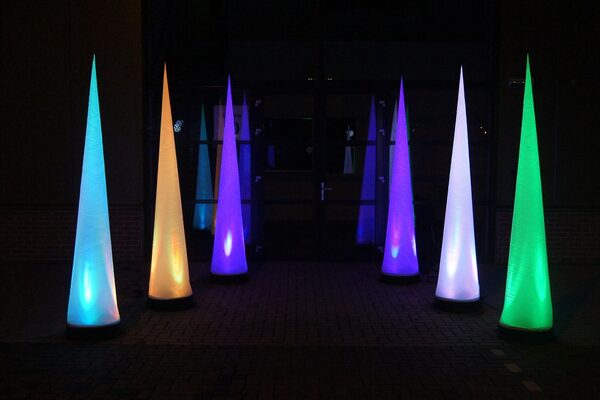 Buy light pillars in the shape of a 2.5m cone online now at JB Inflatables America. Available in standard versions and in every conceivable shape and color