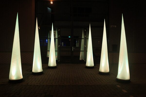 Order light pillars in the shape of a 2.5m cone online at JB Inflatables America. Available in standard versions and in every conceivable shape and color