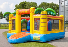 Multifunctional inflatable slide in a beach theme with a splash pool, impressive 3D object, fresh colors and the 3D obstacles for kids. Order inflatable slides now online at JB Inflatables America