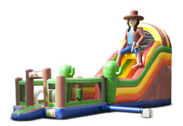 The inflatable slide in beach theme with a splash pool, impressive 3D object, fresh colors and the 3D obstacles for kids. Buy inflatable slides now online at JB Inflatables America