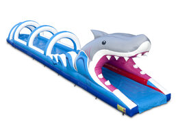 Spectacular inflatable shark belly slide 18 meters long for kids. Buy inflatable belly slides now online at JB Inflatables America