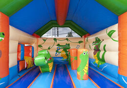 Buy an inflatable covered bounce house with a large 3D crocodile object on the roof at JB Inflatables America. Order bounce houses online at JB Inflatables America