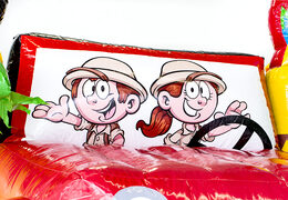 Buy amazon safari themed medium inflatable multiplay bounce house with slide for kids. Order inflatable bounce houses online at JB Inflatables America