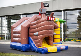 Order inflatable slide combo bouncy castle in pirate theme at JB Inflatables America. Inflatable bouncy castles with slide for sale at JB Inflatables America
