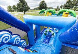 Order a 17 meter wide inflatable obstacle course in the surf theme for children. Buy inflatable obstacle courses online now at JB Inflatables America