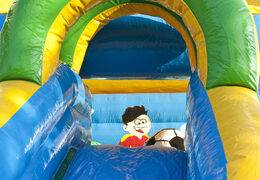 Buy an inflatable covered bounce house with a 3D football object on the roof at JB Inflatables America. Order bounce houses online at JB Inflatables America