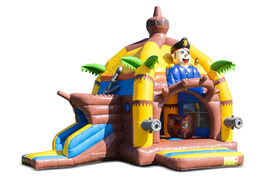 Buy inflatable indoor multifun super bouncy castle with slide in pirate theme for children. Order bouncy castles online at JB Inflatables America