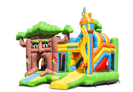 Buy an inflatable indoor multiplay bounce house in the theme of fairytale with slide for children. Order inflatable bounce houses online at JB Inflatables America