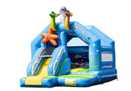 Buy slide combo bounce house in seaworld theme for kids. Order inflatable bounce houses with slide at JB Inflatables online