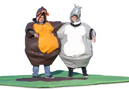Buy inflatable sumo suits in the Monkey & Rhino theme for both young and old. Order inflatable sumo suits online at JB Inflatables America