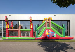 Order a unique 17 meter wide obstacle course in cowboy theme for children. Buy inflatable obstacle courses online now at JB Inflatables America