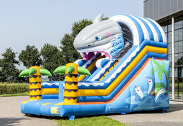 Buy shark themed inflatable slide for kids. Order inflatable slides now online at JB Inflatables America