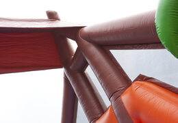 Order a jungle themed inflatable obstacle course with 7 game elements and colorful objects for kids. Buy inflatable obstacle courses online now at JB Inflatables America