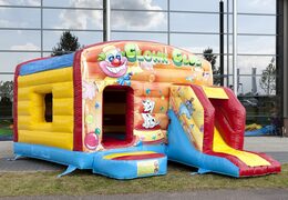 Order maxi multiplay bounce house in clown theme with a slide for kids at JB Inflatables America. Buy bounce houses online now at JB Inflatables America