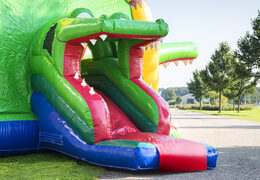 Order inflatable indoor multifun super bounce house with slide in crocodile theme for children. Buy inflatable bounce houses online at JB Inflatables America