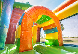 Medium inflatable fairytale-themed bounce house with slide for children. Order inflatable bounce houses online at JB Inflatables America