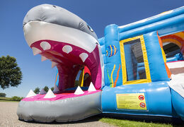 Order medium inflatable shark bounce house with slide for kids. Buy inflatable bounce houses online at JB Inflatables America