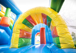 Multiplay sea bouncer with a slide, fun objects on the jumping surface and eye-catching 3D objects for kids. Order inflatable bouncers online at JB Inflatables America