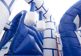Order medium inflatable blue white castle bounce house with slide for children. Buy inflatable bounce houses online at JB Inflatables America