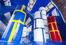 Order a multiplay bounce house with slide in a castle theme for children. Buy inflatable bounce houses online at JB Inflatables America