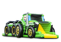 Order an inflatable unique 17 meter wide obstacle course in tractor theme for kids. Buy inflatable obstacle courses online now at JB Inflatables America