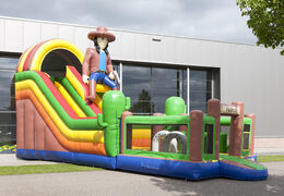 Multifunctional inflatable slide in a beach theme with a splash pool, impressive 3D object, fresh colors and the 3D obstacles for children. Buy inflatable slides now online at JB Inflatables America