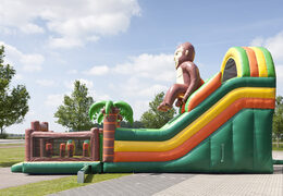 The inflatable slide in gorilla theme with a splash pool, impressive 3D object, fresh colors and the 3D obstacles for kids. Buy inflatable slides now online at JB Inflatables America
