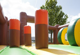 Gorilla-themed inflatable slide with a splash pool, impressive 3D object, fresh colors and the 3D obstacle for children. Order inflatable slides now online at JB Inflatables America