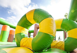 Pirate theme multifunctional inflatable slide with a splash pool, impressive 3D object, fresh colors and the 3D obstacles order for kids. Buy inflatable slides now online at JB Inflatables America