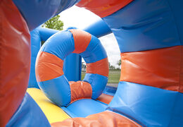 Get a unique multifunctional clownfish themed inflatable slide with a splash pool, impressive 3D object, fresh colors and the 3D obstacle for children. Order inflatable slides now online at JB Inflatables America