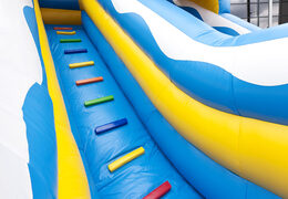 Inflatable slide with a clownfish theme with a splash pool, impressive 3D object, fresh colors and the 3D obstacle for children. Order inflatable slides now online at JB Inflatables America