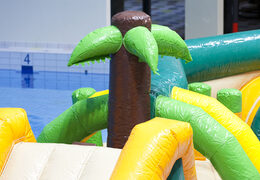 Order double Zig Zag jungle themed swimming pool obstacle course for both young and old. Buy inflatable water attractions online now at JB Inflatables America