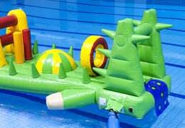 Spectacular inflatable crocodile run 12 m swimming pool with challenging obstacle objects for both young and old. Buy inflatable water attractions online now at JB Inflatables America