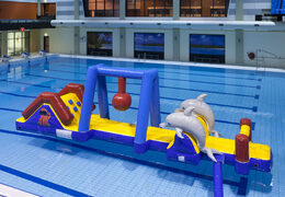 Order water obstacle course marine run with 3D dolphins and cool prints for both young and old. Buy inflatable obstacle courses online now at JB Inflatables America