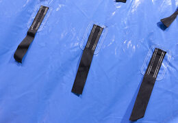 Water obstacle run obstacle course with two climbing walls, a balancing object, a pendulum tower and a slide for both young and old. Buy inflatable pool obstacle courses online now at JB Inflatables America