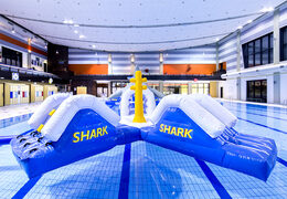 Order a double hair run obstacle course for both young and old. Buy inflatable pool obstacle courses online now at JB Inflatables America