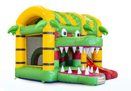 Mini inflatable multiplay bounce house in crocodile theme for children. Order inflatable bounce houses online at JB Inflatables America