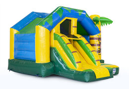 Buy slide combo bouncy castle in jungle theme. Inflatable bouncy castles with slide for sale at JB Inflatables America