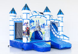 Buy a blue and white bouncy castle in a castle theme for children. Order inflatable bouncy castles online at JB Inflatables America