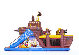 Order 9 meter long inflatable pirate boat obstacle course for kids. Buy inflatable obstacle courses online now at JB Inflatables America