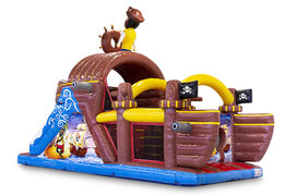 Pirate boat 9m inflatable obstacle course for kids. Order inflatable obstacle courses now online at JB Inflatables America