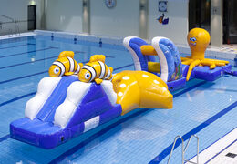 Order inflatable underwater world run assault course with fun 3D objects for both young and old. Buy inflatable obstacle courses online now at JB Inflatables America