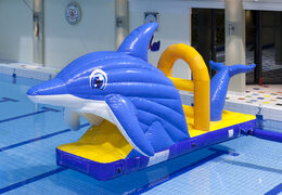 Order a unique airtight inflatable swimming pool slide in a dolphin theme for both young and old. Buy inflatable pool games now online at JB Inflatables America