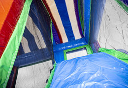 Buy a small inflatable bouncer in a unicorn theme with slide for children. Order inflatable bouncers online at JB Inflatables America