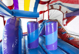 Order an inflatable indoor multiplay bounce house with slide in the candyland theme for kids. Buy inflatable bounce houses online at JB Inflatables America