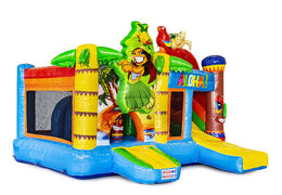 Order medium inflatable tropical bouncy castle with slide for children. Buy inflatable bouncy castles online at JB Inflatables America