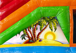 Order bouncer in hawaii theme with a slide for children. Buy inflatable bouncers online at JB Inflatables America