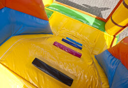 Pirate ship themed bouncer with slide, fun objects on the jumping surface and striking 3D objects for children. Buy inflatable bouncers online at JB Inflatables America