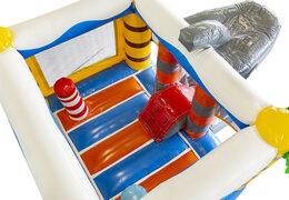 Buy shark-themed mini multiplay bounce house with slide for kids. Order inflatable bounce houses online at JB Inflatables America