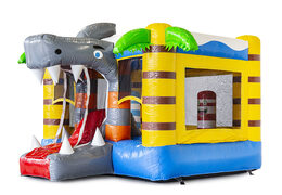Mini multiplay shark-themed bounce house to buy with slide for kids. Order inflatable bounce houses online at JB Inflatables America